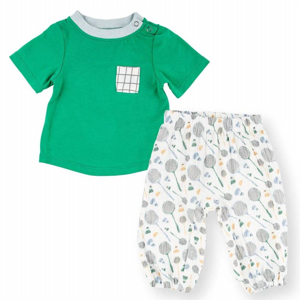 NEW MIKI MIETTE kid's jude top and shorts set in green badminton